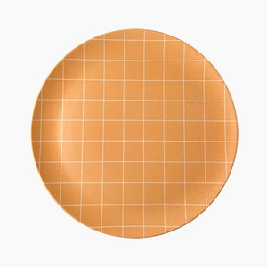 Orange Grid Dinner Plate