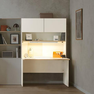 Ronan White Normal Desk with Upper Door Shelf (accept pre-order)
