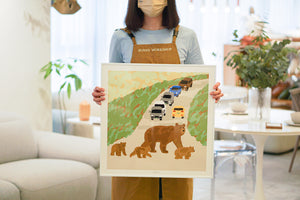 Bear Family Poster in White Frame