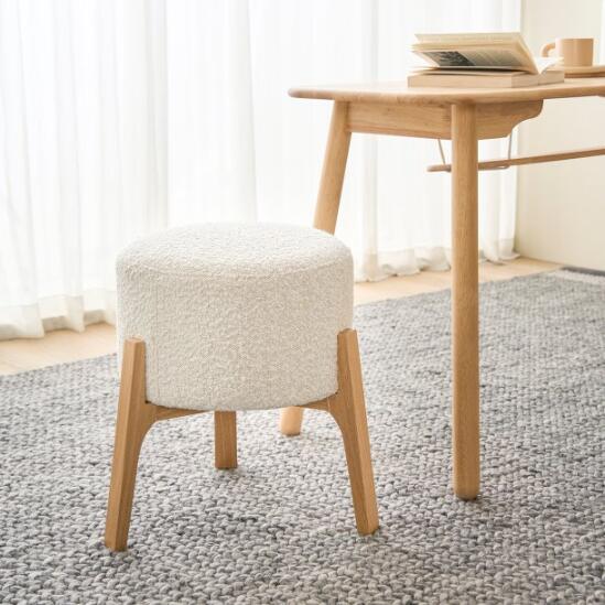 Aro Wood Bouclé Stool (accept pre-order)