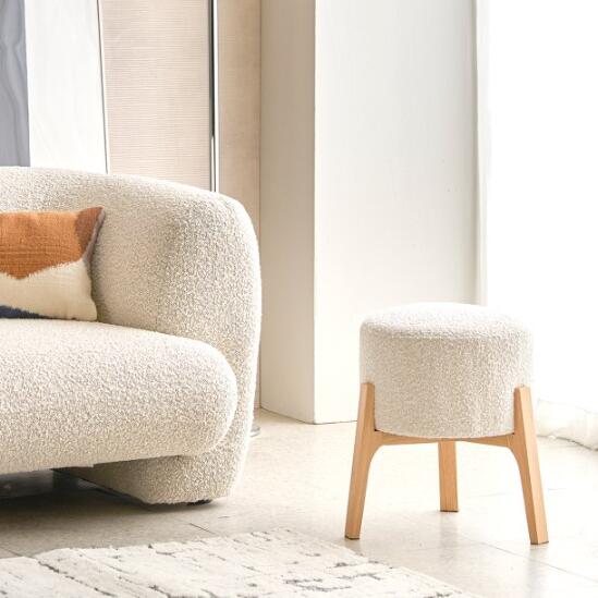 Aro Wood Bouclé Stool (accept pre-order)