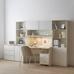 Ronan White Adjustable Desk with Upper Shelf (accept pre-order)