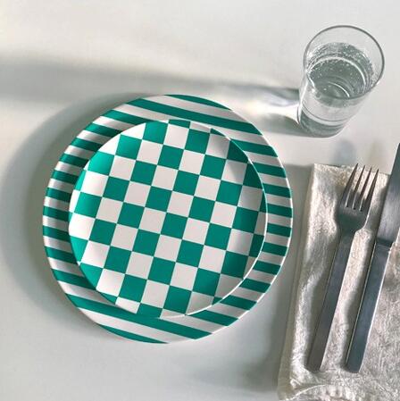 Green Stripe Dinner Plate