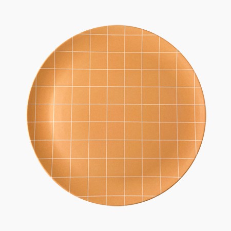 Orange Grid Dinner Plate