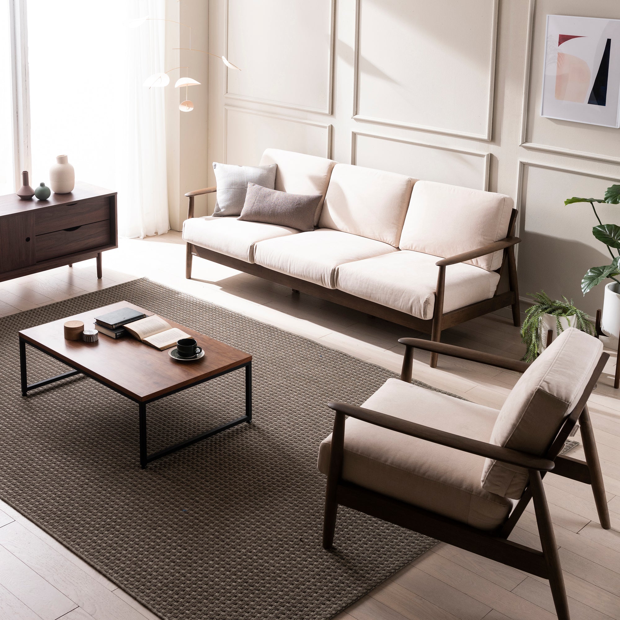 [Display Sale 50% off] New Tom Sofa 3-seater Walnut/ Beige