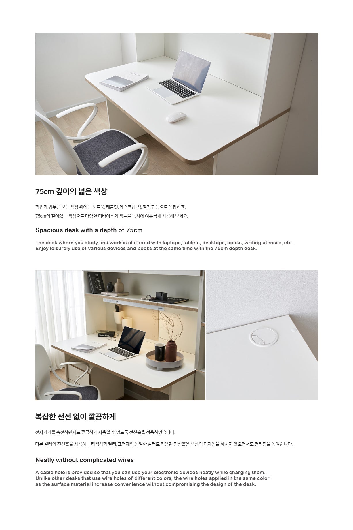 Ronan White Normal Desk with Upper Door Shelf (accept pre-order)