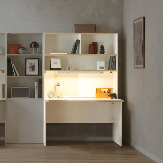 Ronan White Normal Desk with Upper Shelf (accept pre-order)