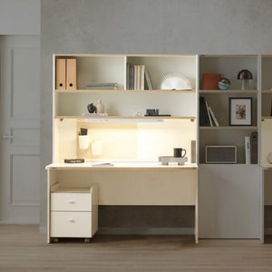 Ronan White Normal Desk with Upper Shelf (accept pre-order)