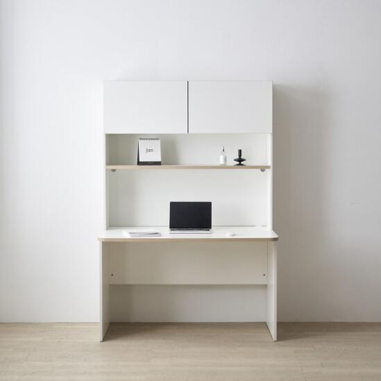 Ronan White Normal Desk with Upper Door Shelf (accept pre-order)