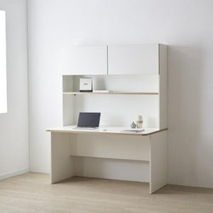 Ronan White Normal Desk with Upper Door Shelf (accept pre-order)