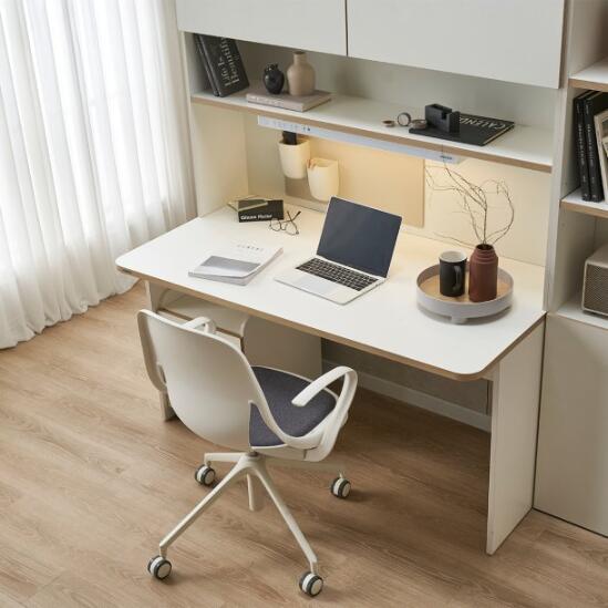 Ronan White Normal Desk with Upper Door Shelf (accept pre-order)