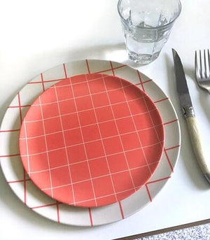 Red Grid Side Plate