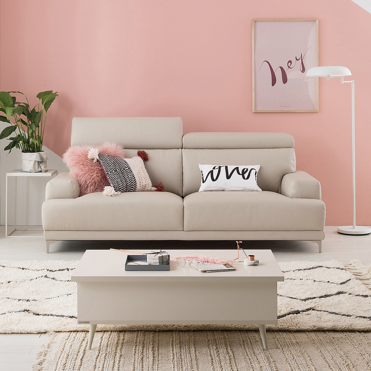 [Display Sale 50%off] Vallen Sofa PU 2-seater + Ottoman Set