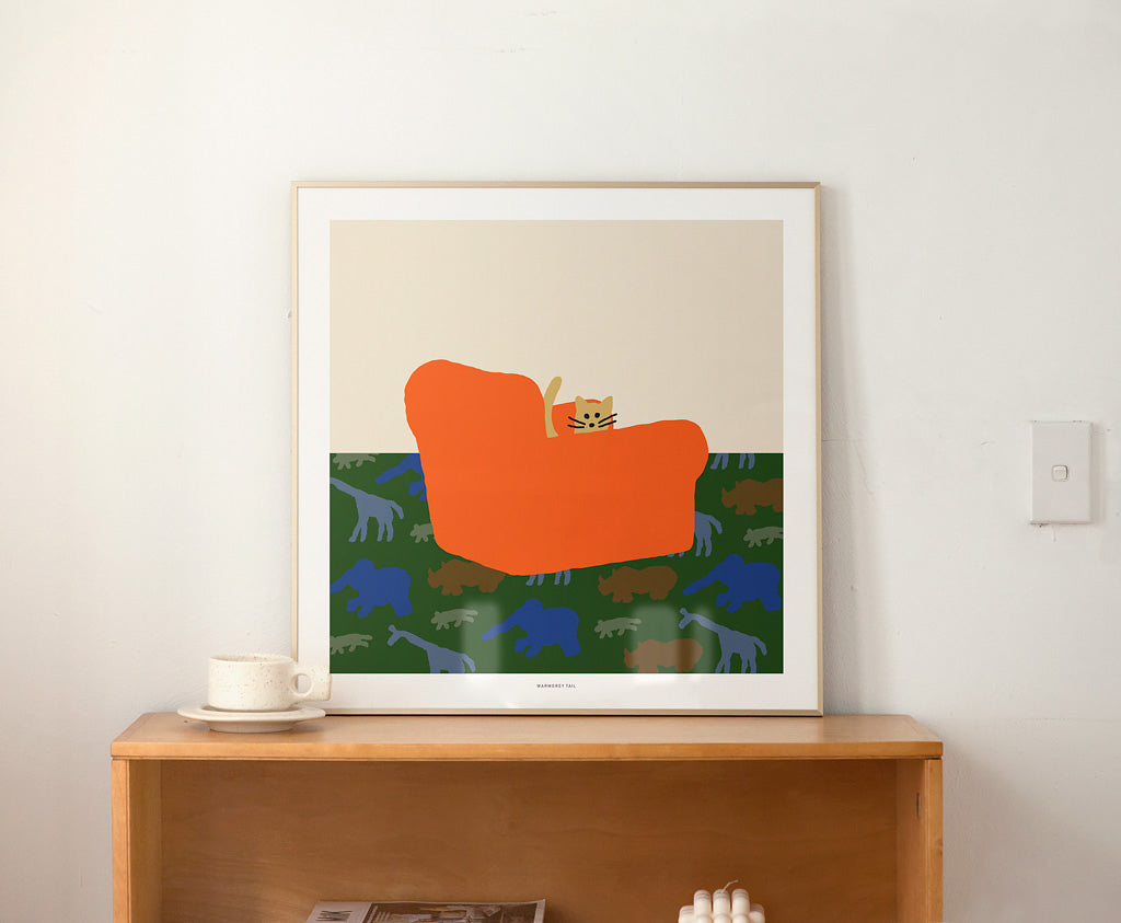 Arm Chair Red Poster in Light Gold Frame