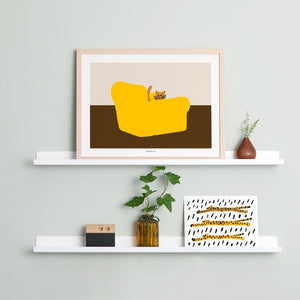 Arm Chair Yellow Poster in Pine Wood Frame