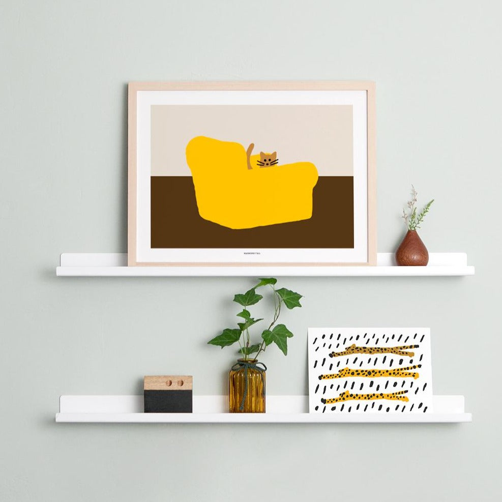 Arm Chair Yellow Poster in Pine Wood Frame