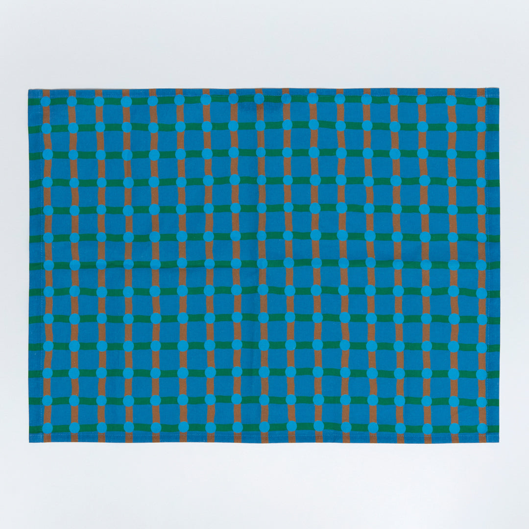 Dot Check Kitchen Cloth - Blue on Blue