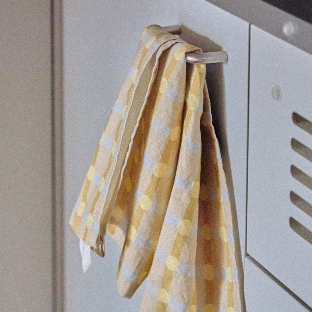 Dot Check Kitchen Cloth - Lemon on Beige