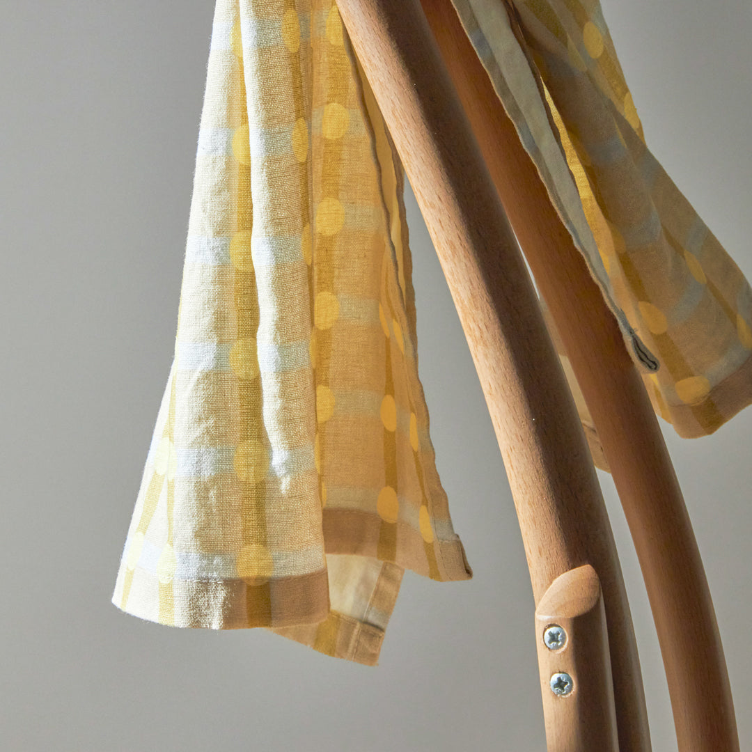 Dot Check Kitchen Cloth - Lemon on Beige