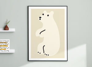 Huggy Bear Cream Poster in White Frame