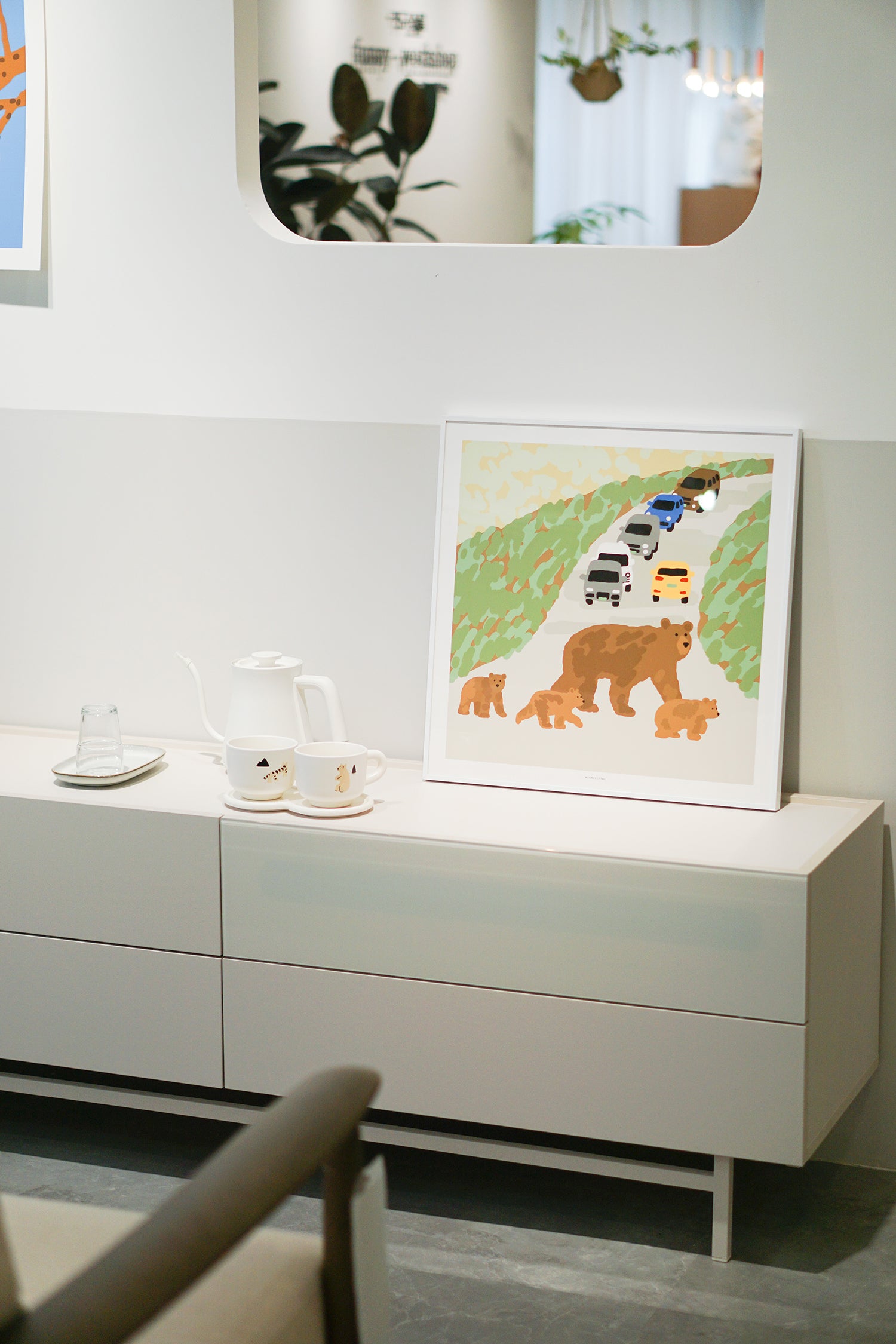 Bear Family Poster in White Frame