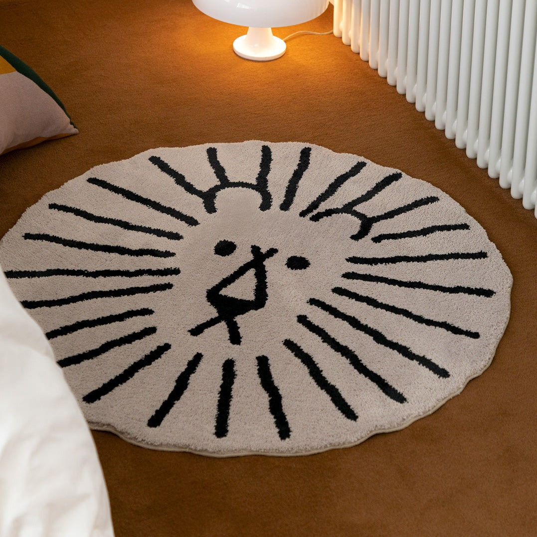 Lion Rug - Black Line on Warmgrey