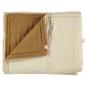 Cotton Filled Reversible Quilt - Ochre/ Champagne