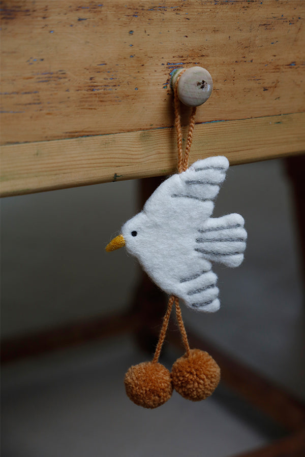 Wool Pompom Bird Wall Hanging