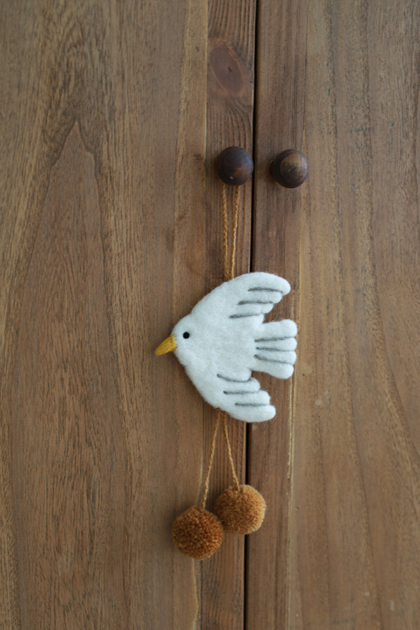 Wool Pompom Bird Wall Hanging