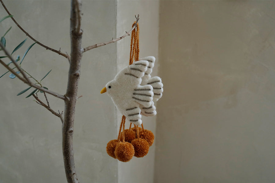 Wool Pompom Bird Wall Hanging