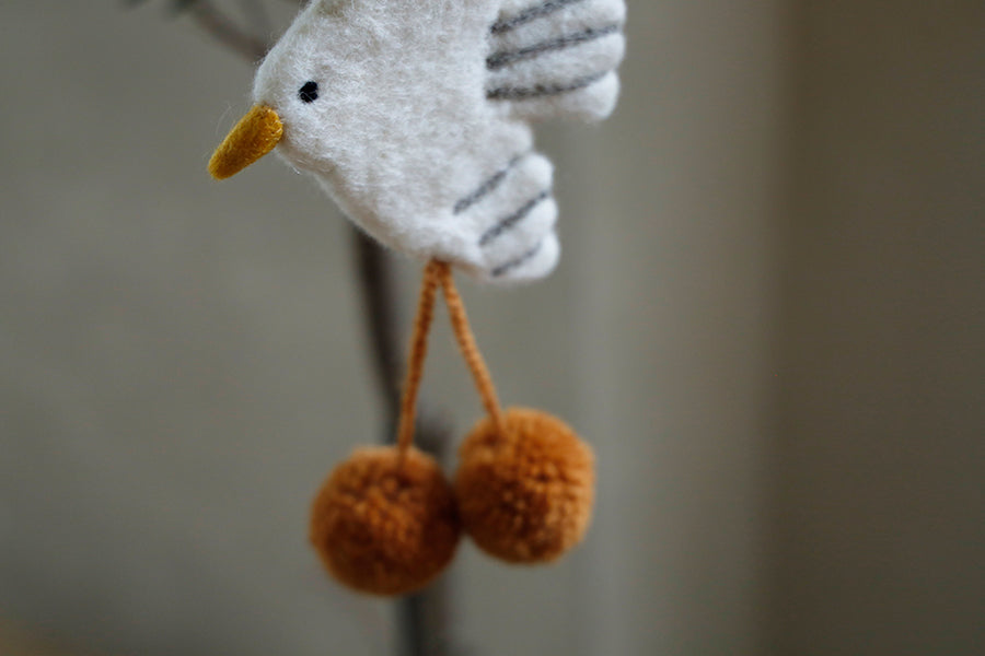 Wool Pompom Bird Wall Hanging