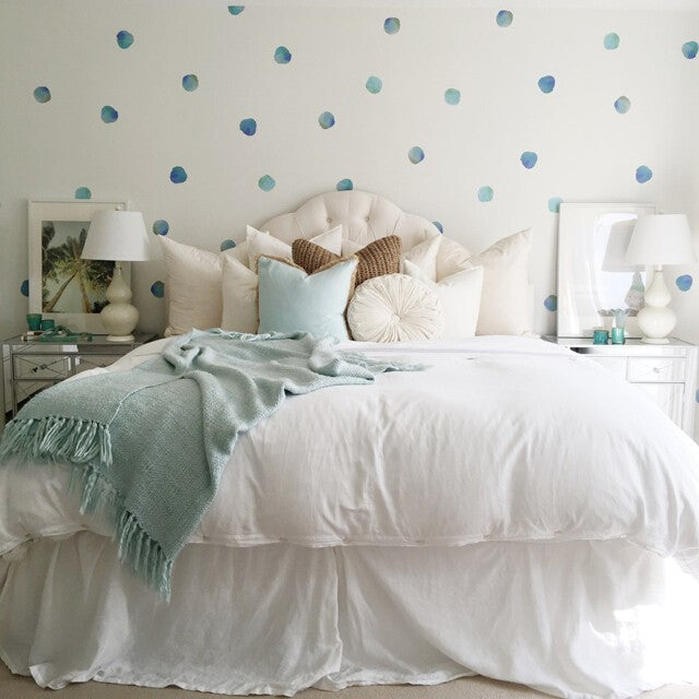 Easy Wall Sticker - Water Colour Polka Dots Teals