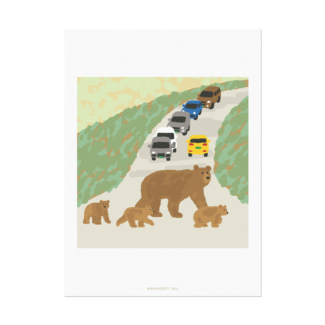 Bear Family Poster in White Frame