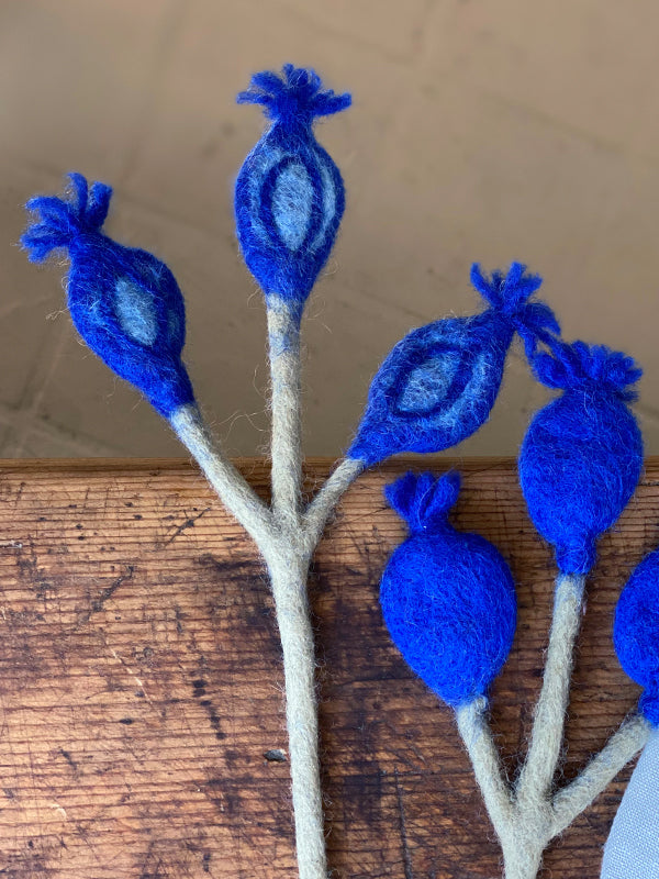 Felt Flower Blue Rosehip