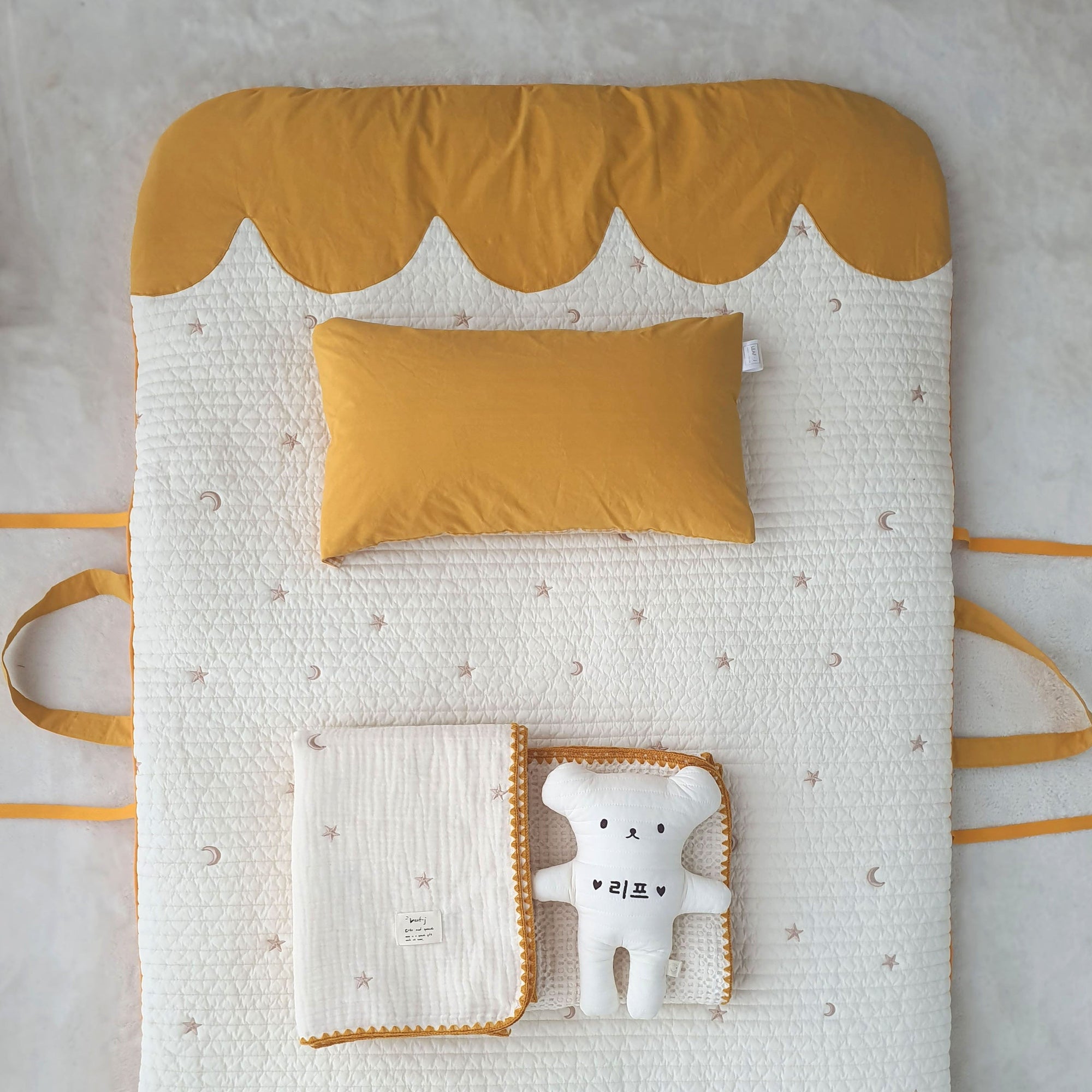 Double-sided Embroidery Pad & Pillow (Moon/Star Mustard)