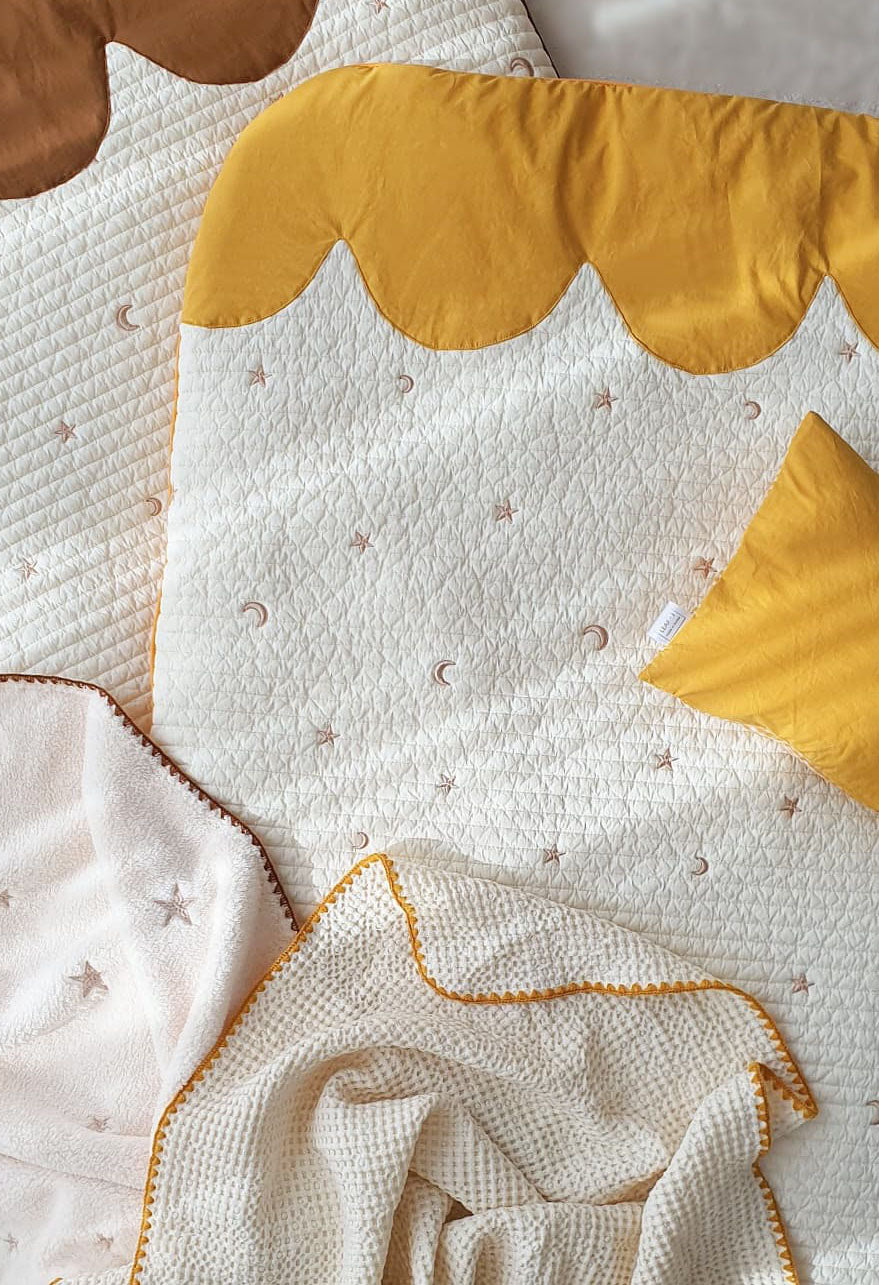 Double-sided Embroidery Pad & Pillow (Moon/Star Mustard)