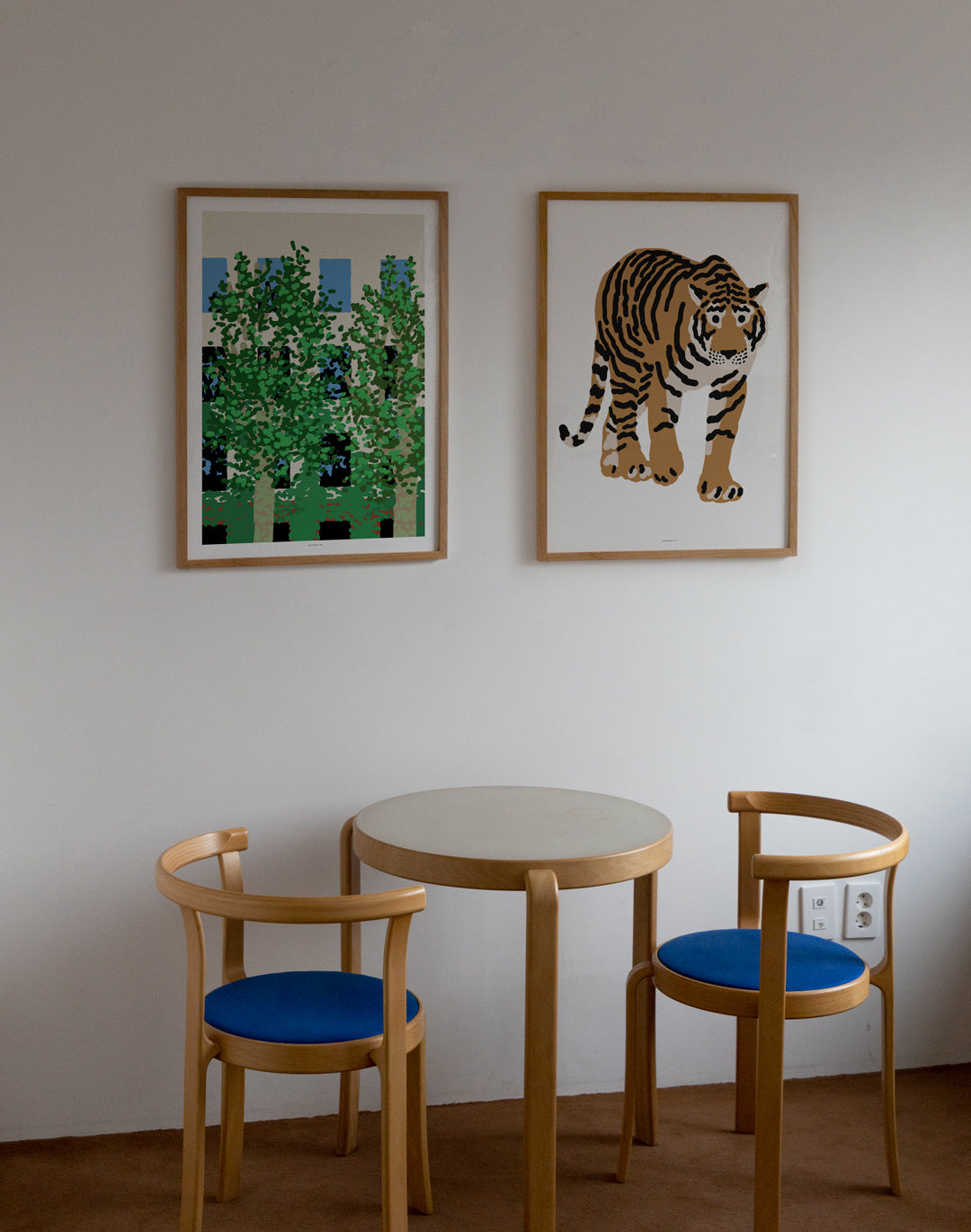 Walking Tiger Poster in Alder Wood Frame